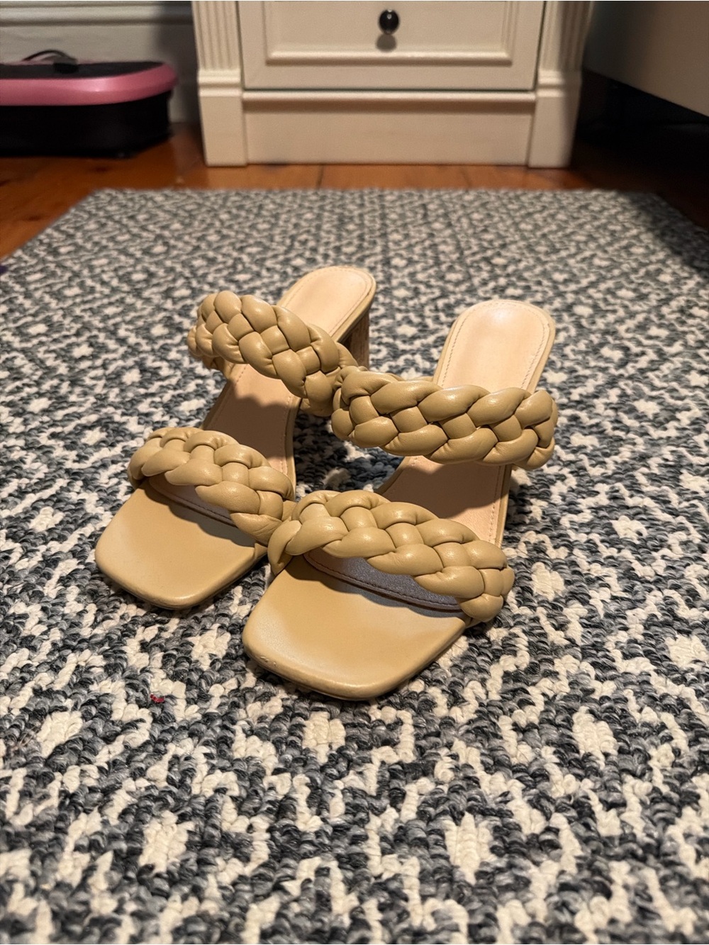 Shade & Shore Braided Double-Strap Tan Heeled Slides